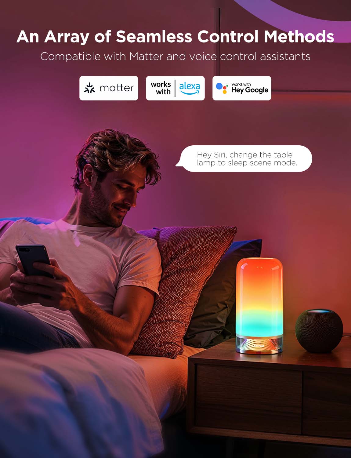 Govee Table Lamp 2 – Smart RGBIC Wi-Fi & Matter-Enabled Bedside Lamp