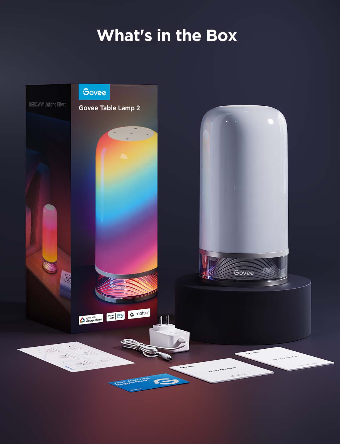 Govee Table Lamp 2 – Smart RGBIC Wi-Fi & Matter-Enabled Bedside Lamp