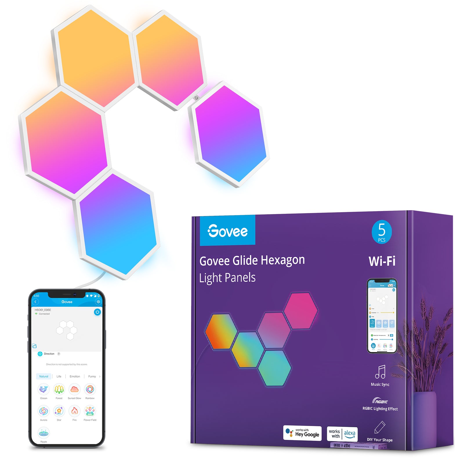 Govee - Glide Hexa Light Panels - 5 Stück @ OFFICE Partner Govee - Glide Hexa Light Panels - 5 Stück @ OFFICE Partner