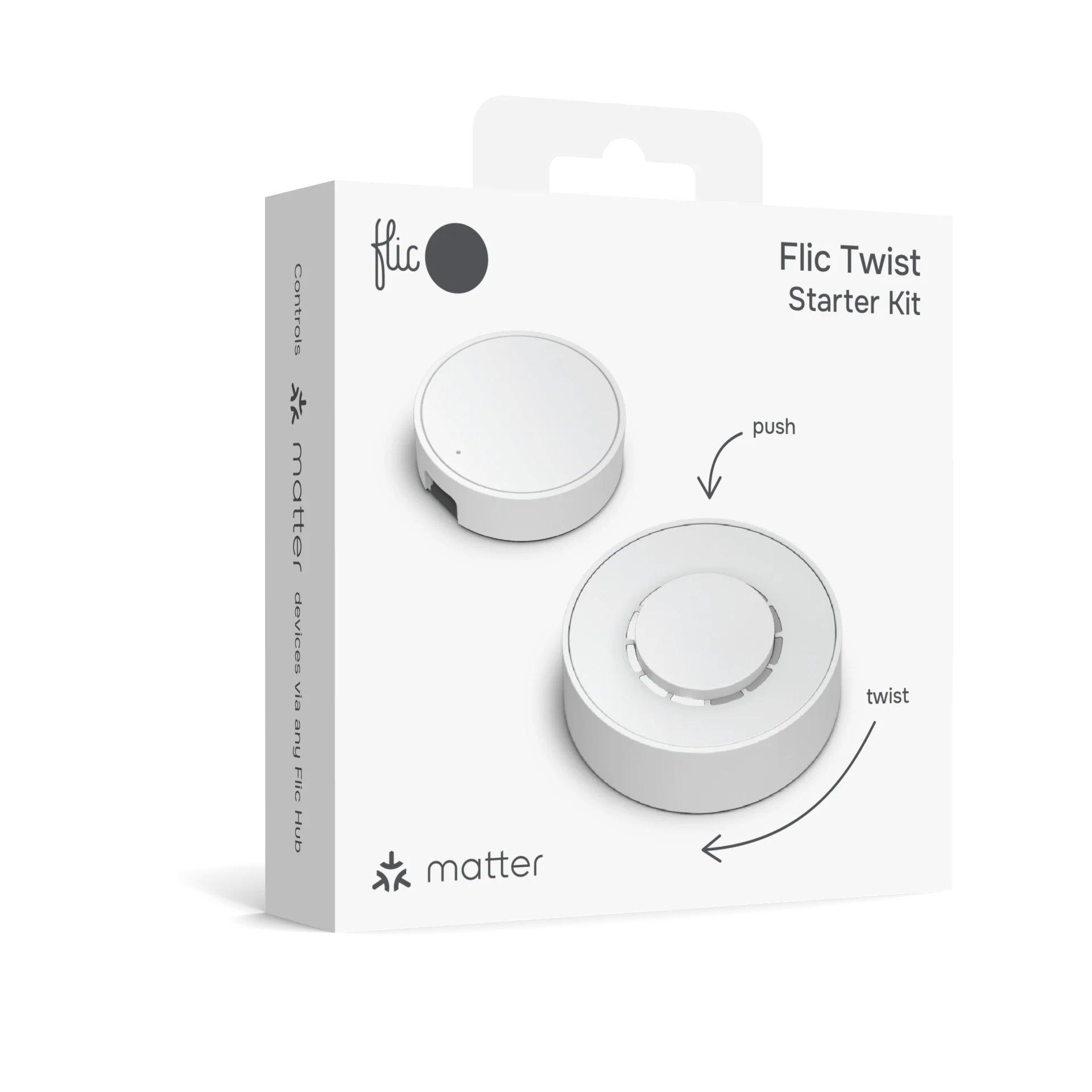 Flic Twist Starter Kit – Smart Dial + Hub Mini (White)