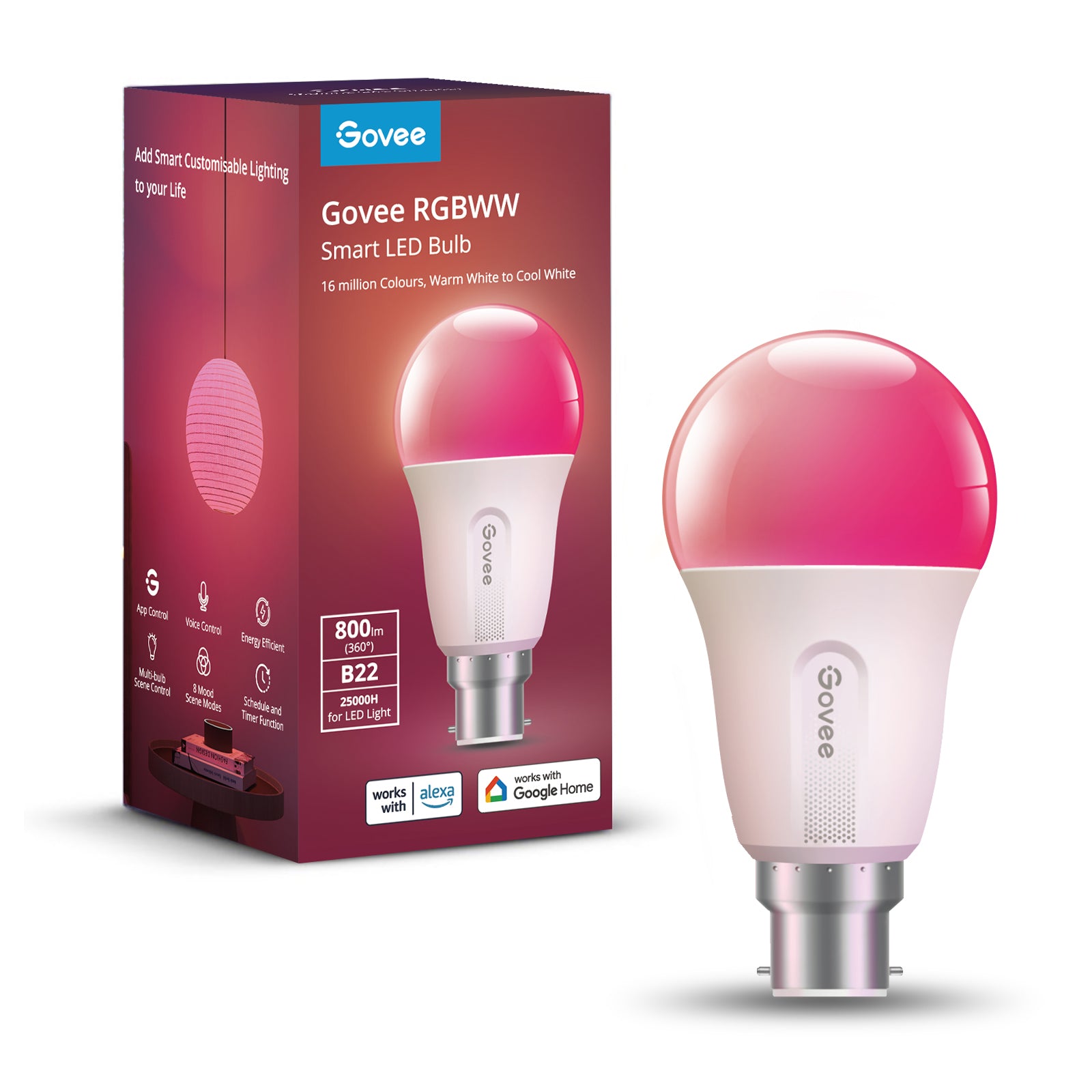 Govee Wi-Fi & Bluetooth Smart Light Bulb B22 (Matter Compatible)