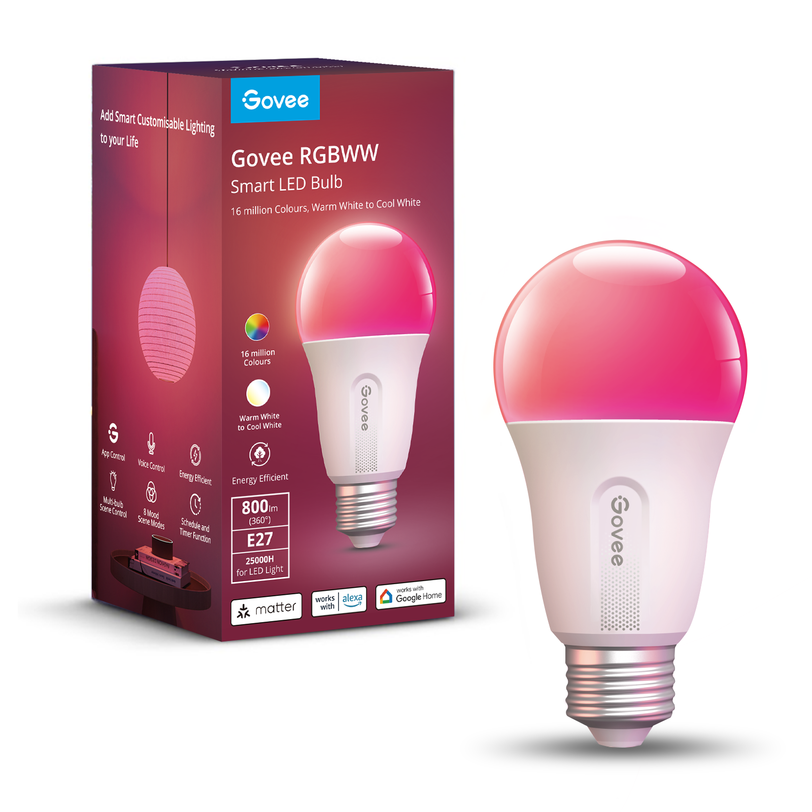 Govee Wi-Fi & Bluetooth Smart Light Bulb E27 (Matter Compatible)