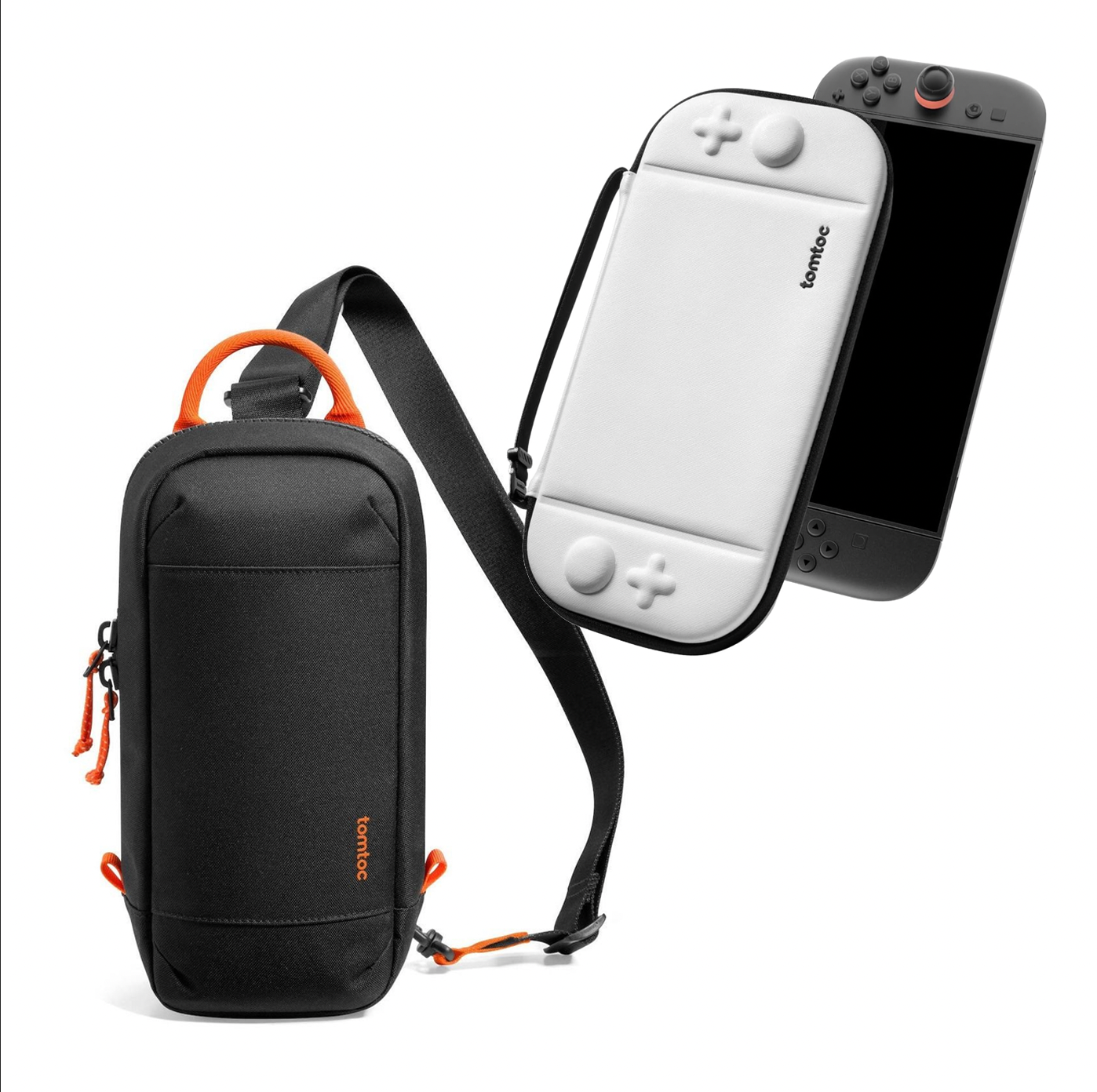 tomtoc Nintendo Switch 2 Game and Go Travel Bag and Case Bundle (Black/White)