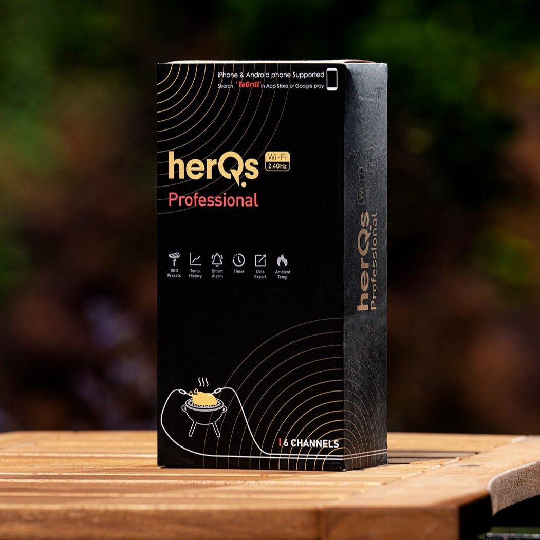 herQs Professional – Smart Wi-Fi & Bluetooth BBQ Thermometer with 6-Probe Support