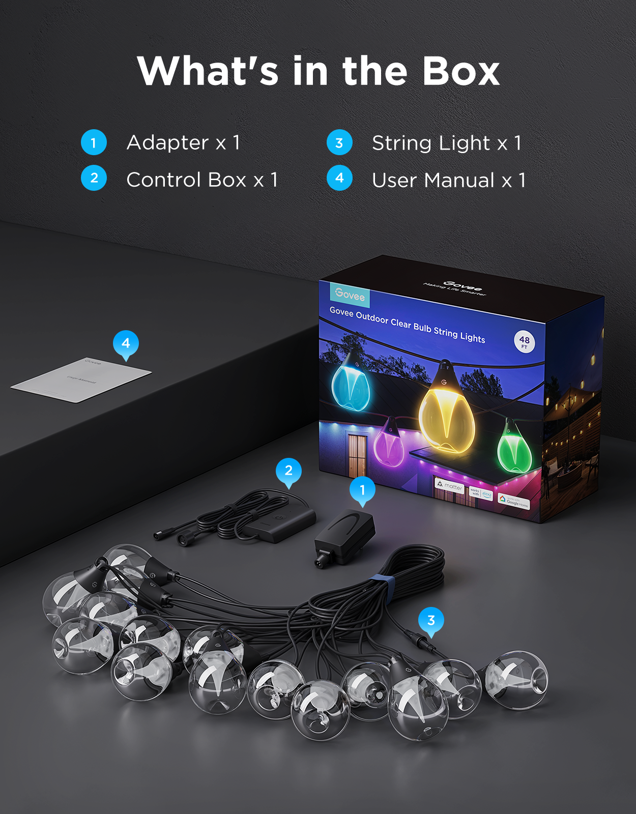 Govee Outdoor String Lights 15m IP67