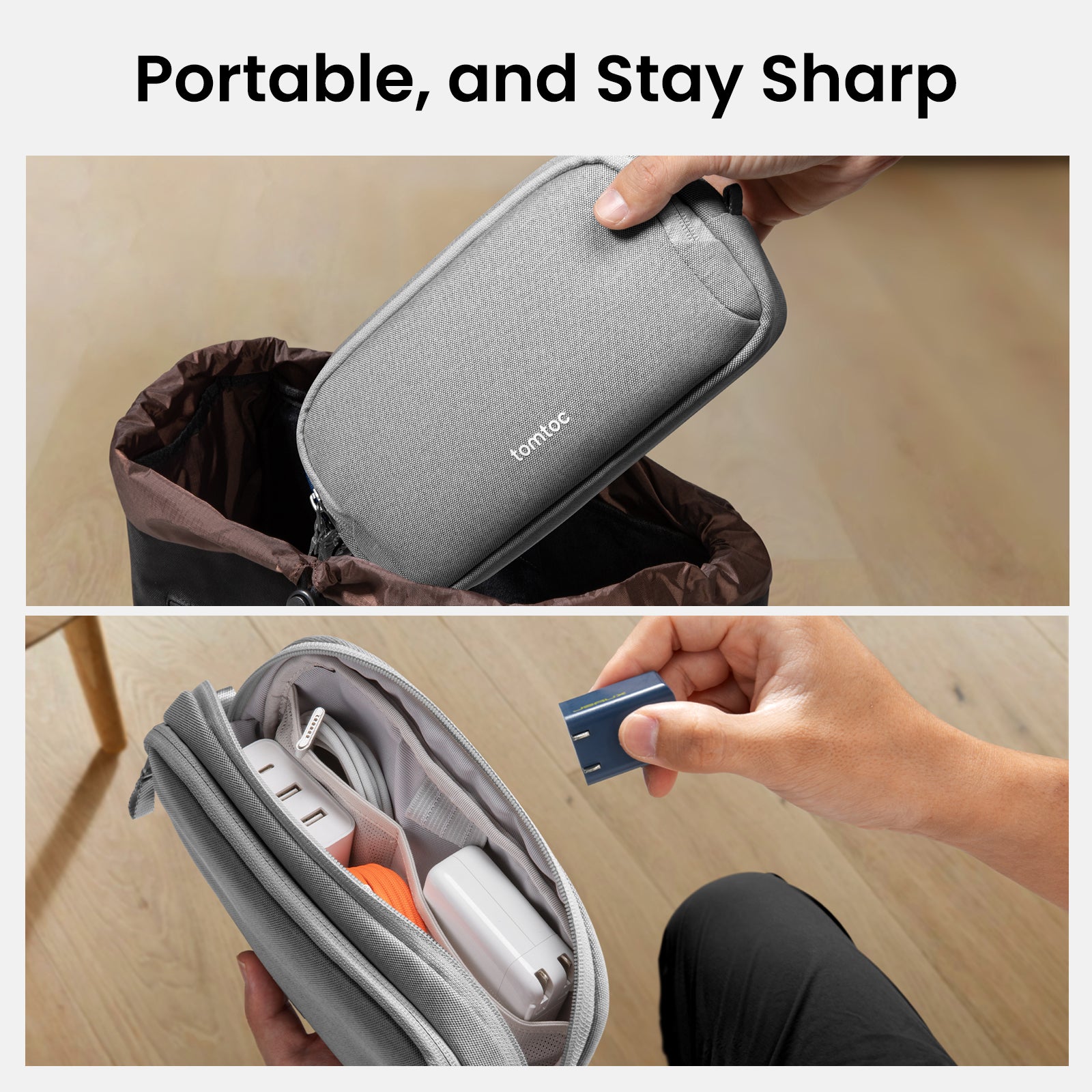 tomtoc Light-T12 Essential Tech Organizer 1.8L Grey