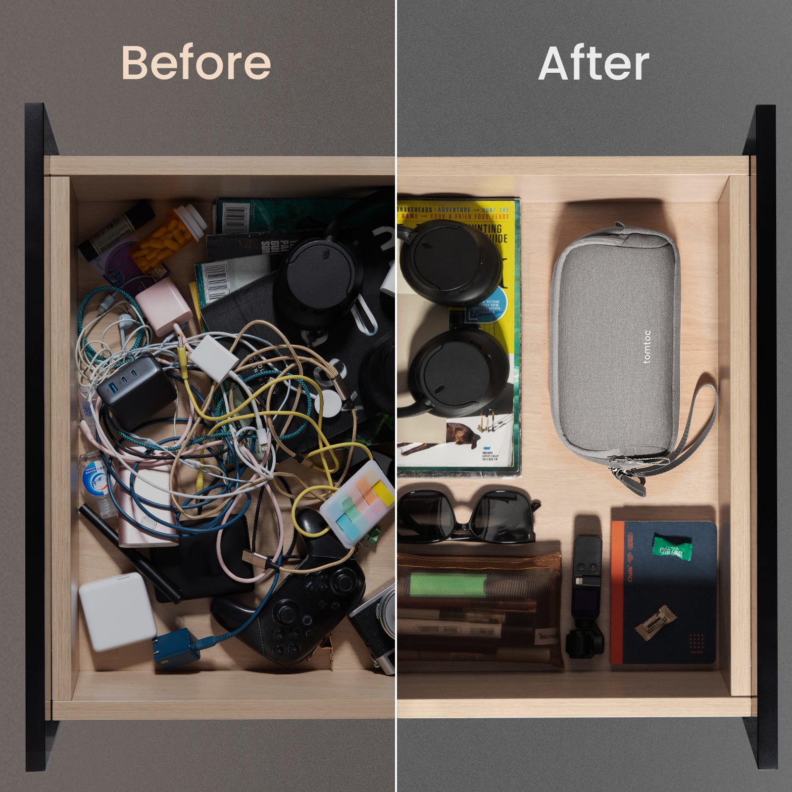 tomtoc Light-T12 Essential Tech Organizer 1.8L Grey