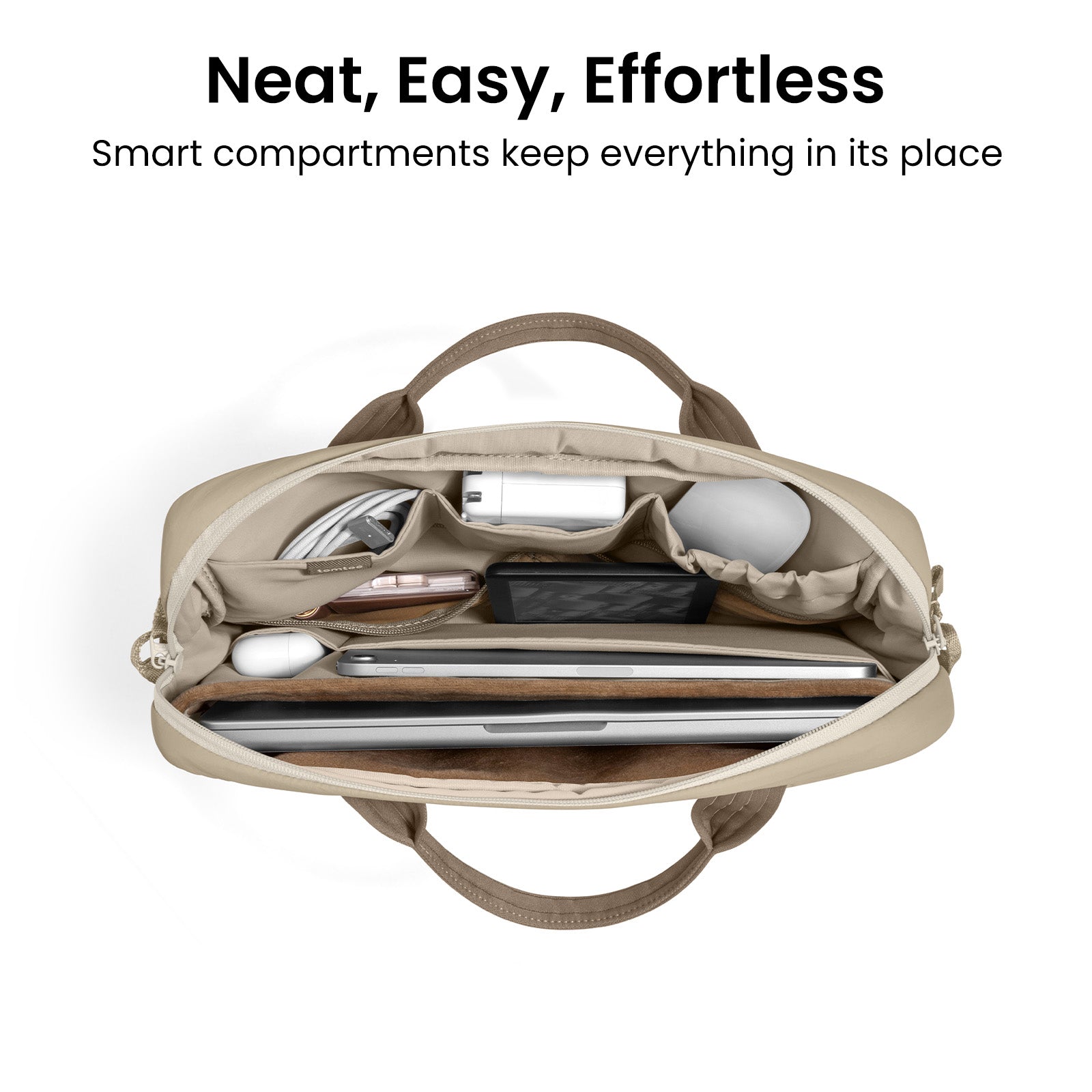 tomtoc Terra-A28 Puffy Laptop Handbag 14 Inch Universal Natural Sand