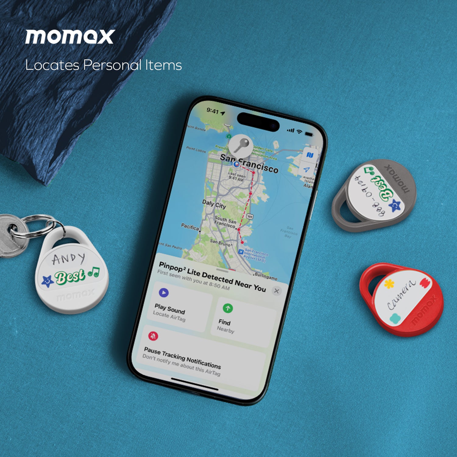 Momax Pinpop² Lite Find My Locator White - BR10AW Bluetooth Trackers