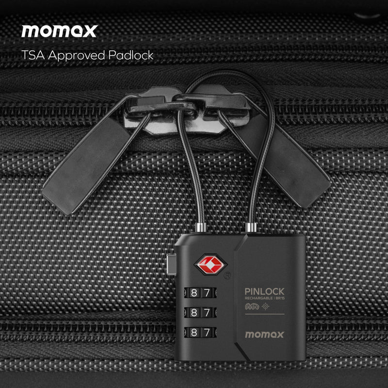 Momax PinLock TSA Padlock Find My Locator (Black) - BR15D Locks & Latches