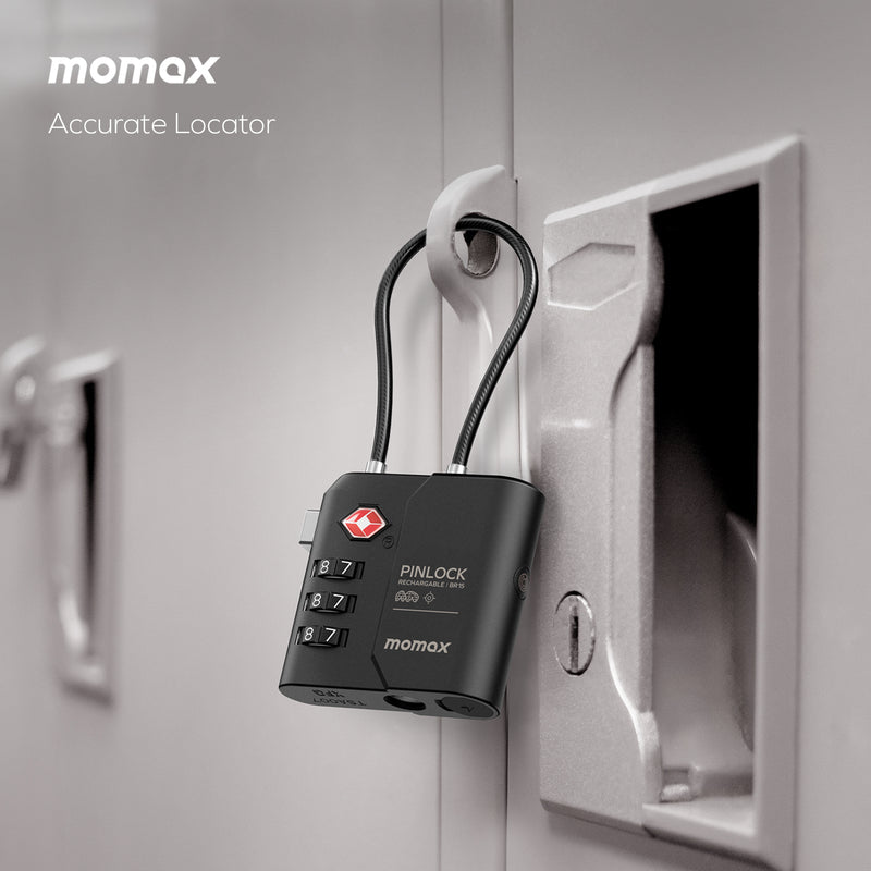 Momax PinLock TSA Padlock Find My Locator (Black) - BR15D Locks & Latches