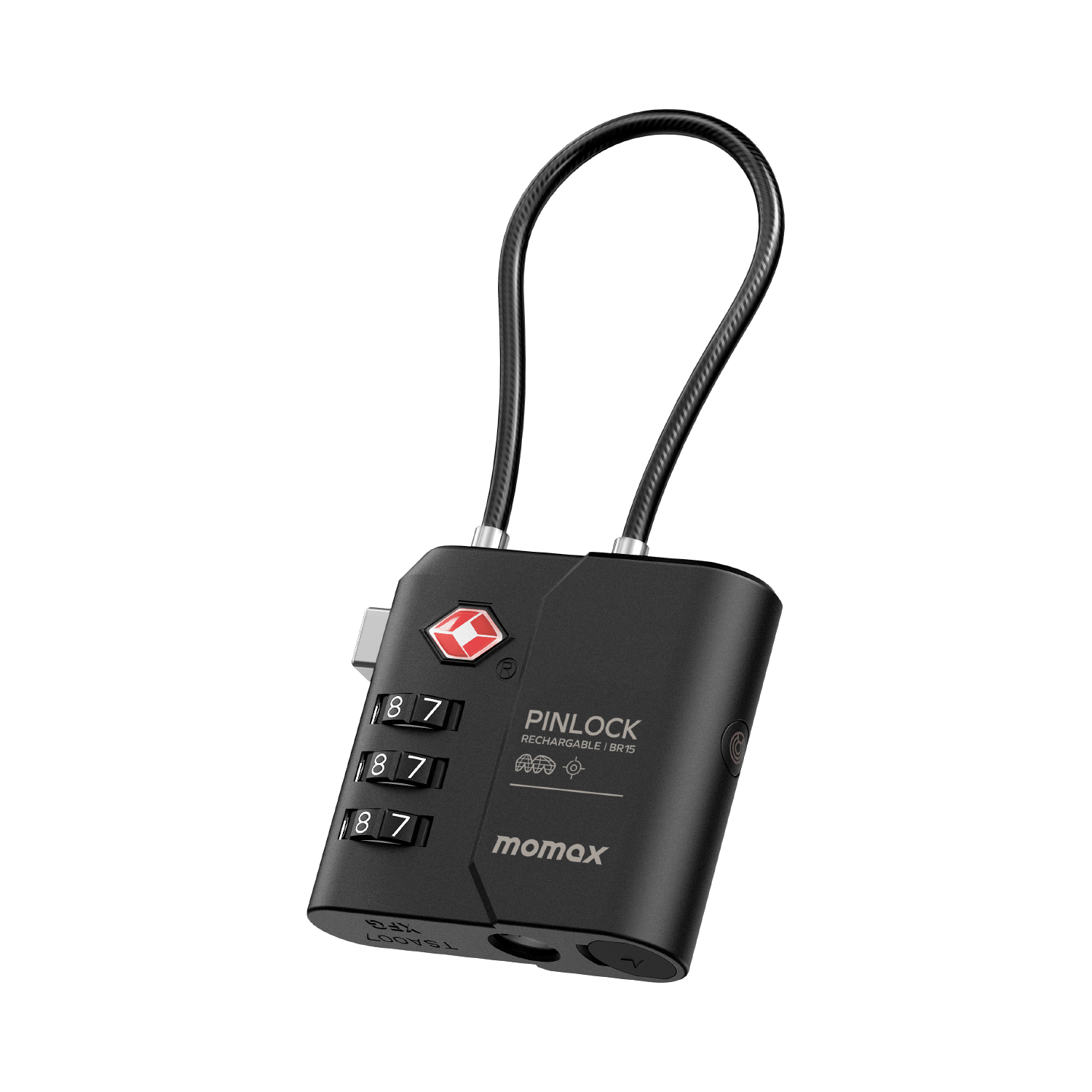 Momax PinLock TSA Padlock Find My Locator (Black) - BR15D Locks & Latches