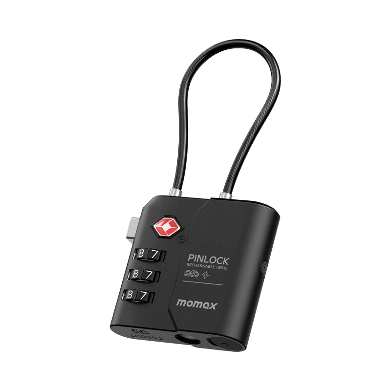Momax PinLock TSA Padlock Find My Locator (Black) - BR15D Locks & Latches