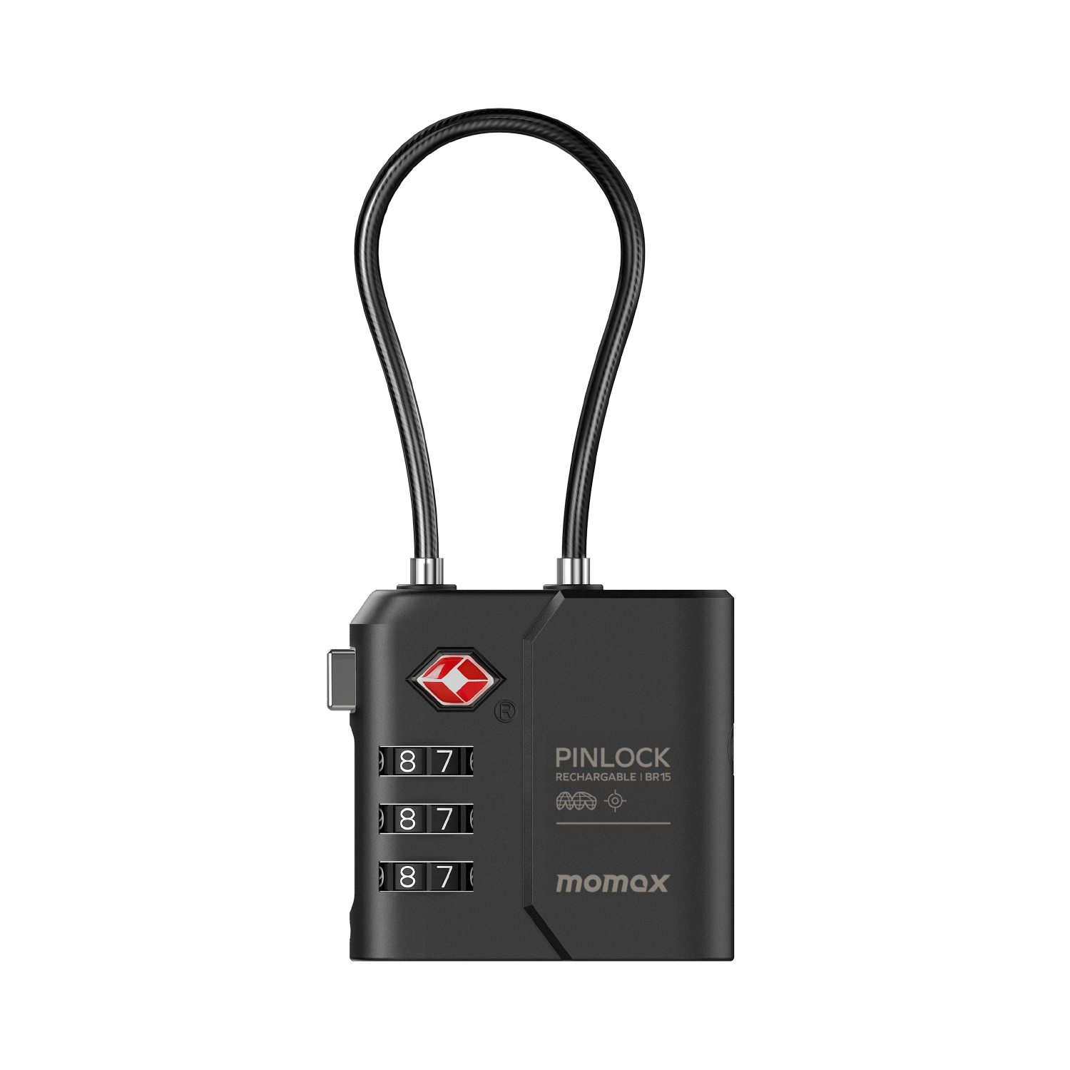 Momax PinLock TSA Padlock Find My Locator (Black) - BR15D Locks & Latches