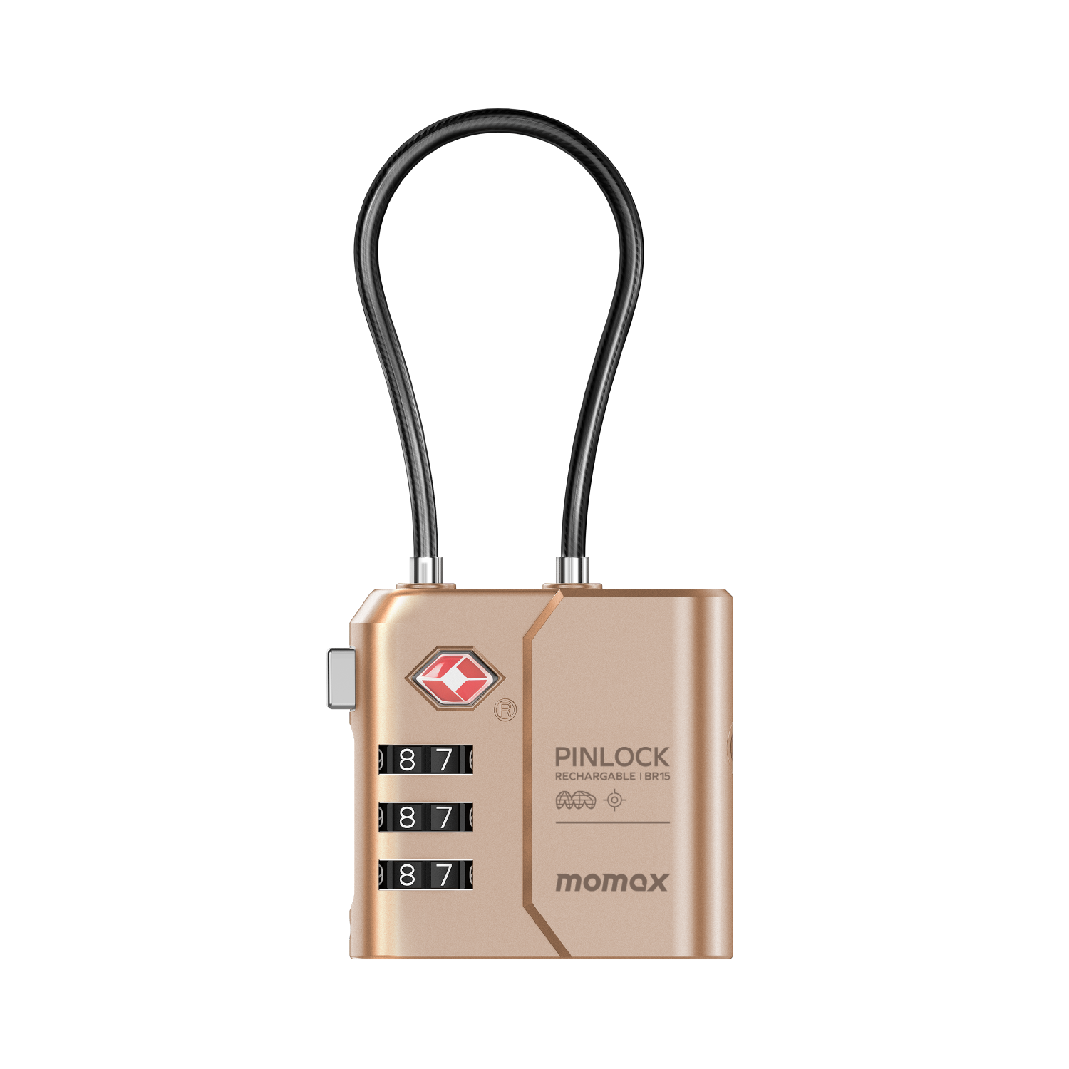 Momax PinLock TSA Padlock Find My Locator (Desert Titanium)