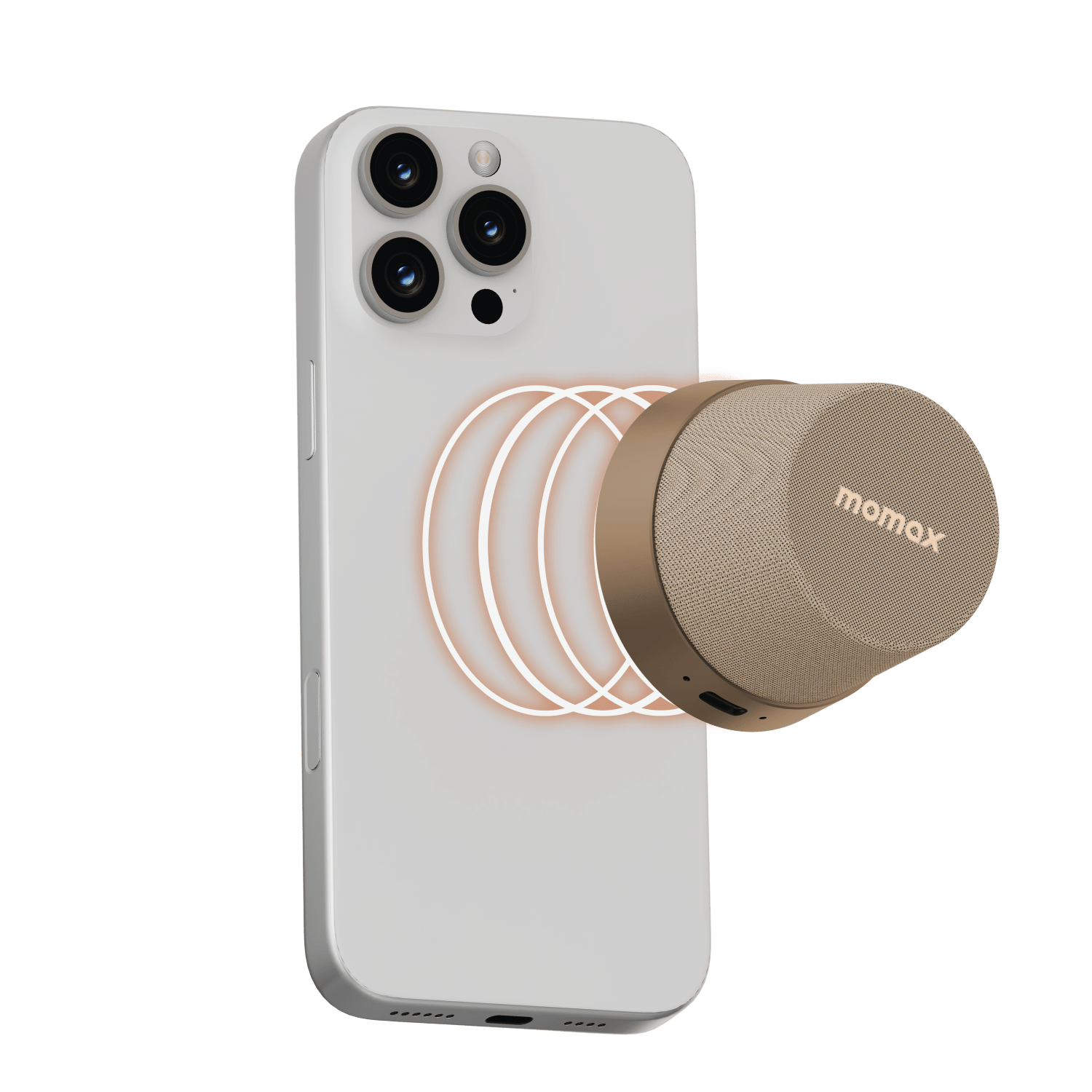 Momax 1-Vibe Go Magnetic Wireless Speaker (Sandstone) - BS6HKL2 Portable Bluetooth Speakers