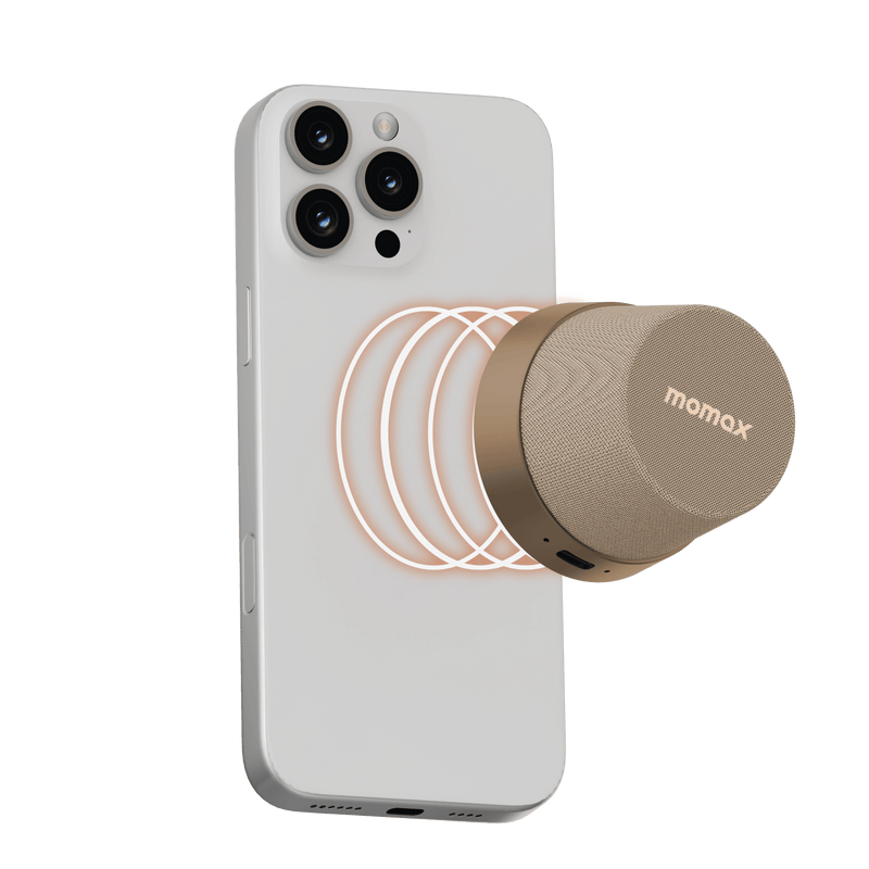 Momax 1-Vibe Go Magnetic Wireless Speaker (Sandstone) - BS6HKL2 Portable Bluetooth Speakers