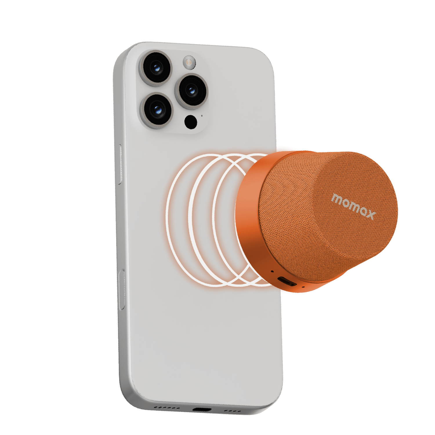 Momax 1-Vibe Go Magnetic Wireless Speaker (Orange) - BS6HKM Portable Bluetooth Speakers