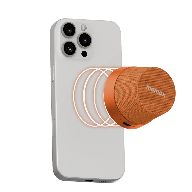 Momax 1-Vibe Go Magnetic Wireless Speaker (Orange) - BS6HKM Portable Bluetooth Speakers