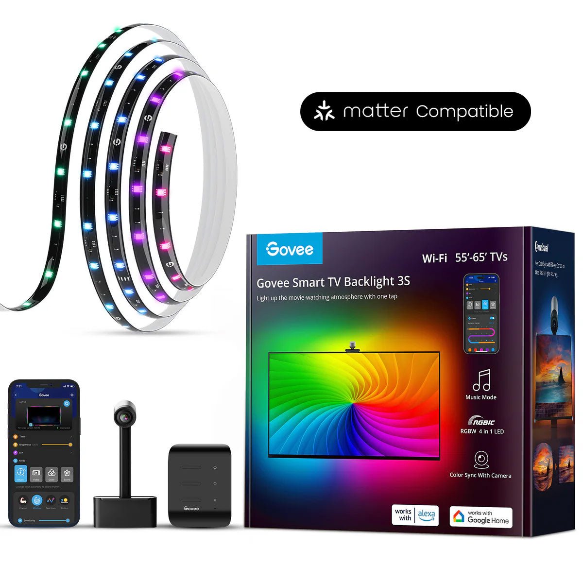 Govee Smart TV Backlight Kit 3S (55"-65") - H6098ED1 Lighting