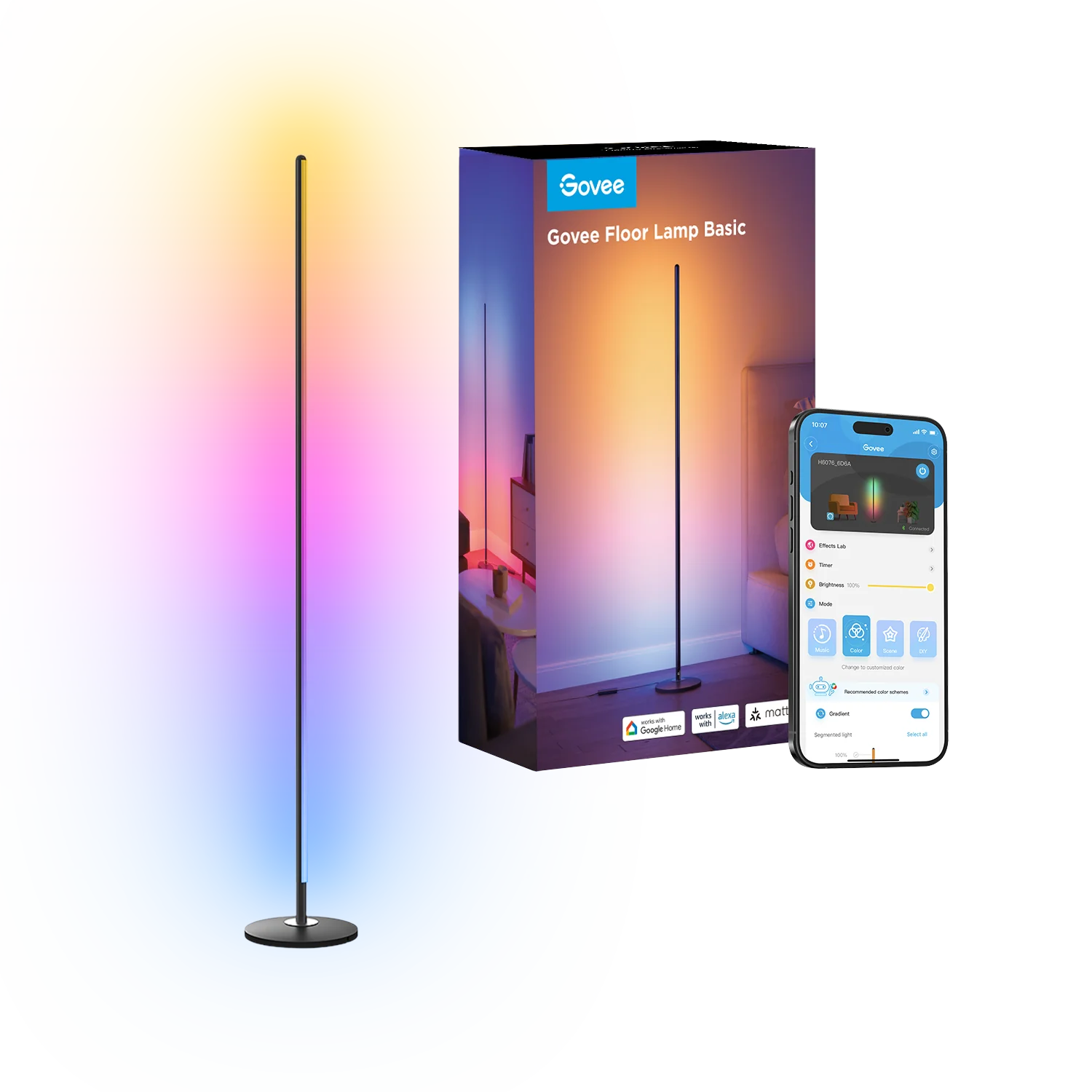 Govee RGBICW Corner Floor Lamp (Matter) - H8076E13 Floor Lamps