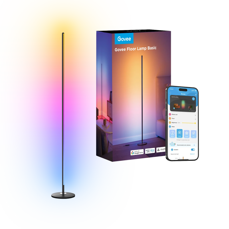 Govee RGBICW Corner Floor Lamp (Matter) - H8076E13 Floor Lamps