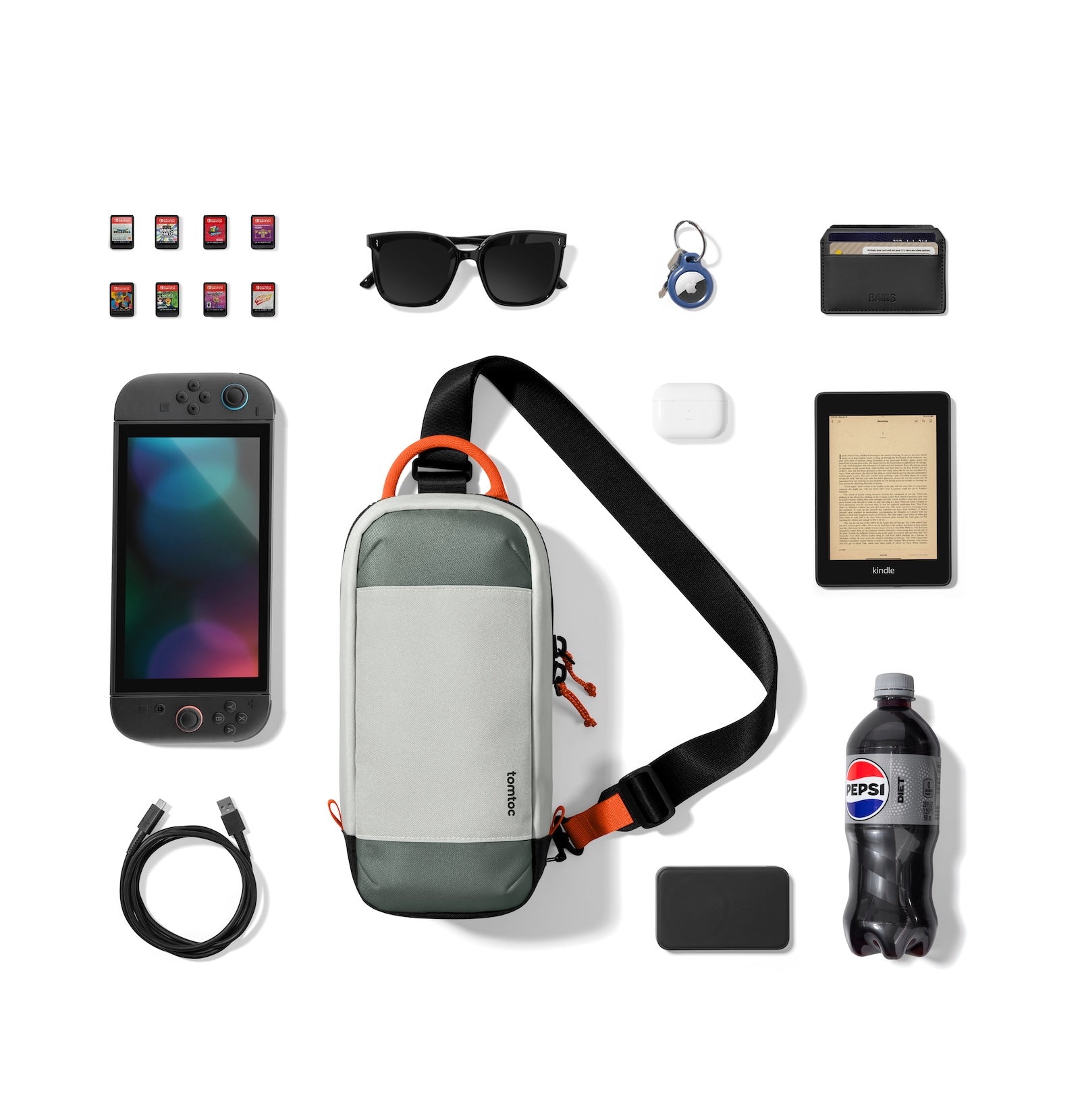 tomtoc GameOn-G49 Travel Bag for Nintendo Switch 2 - Grey - G49S1G1 Portable Game Console Accessories