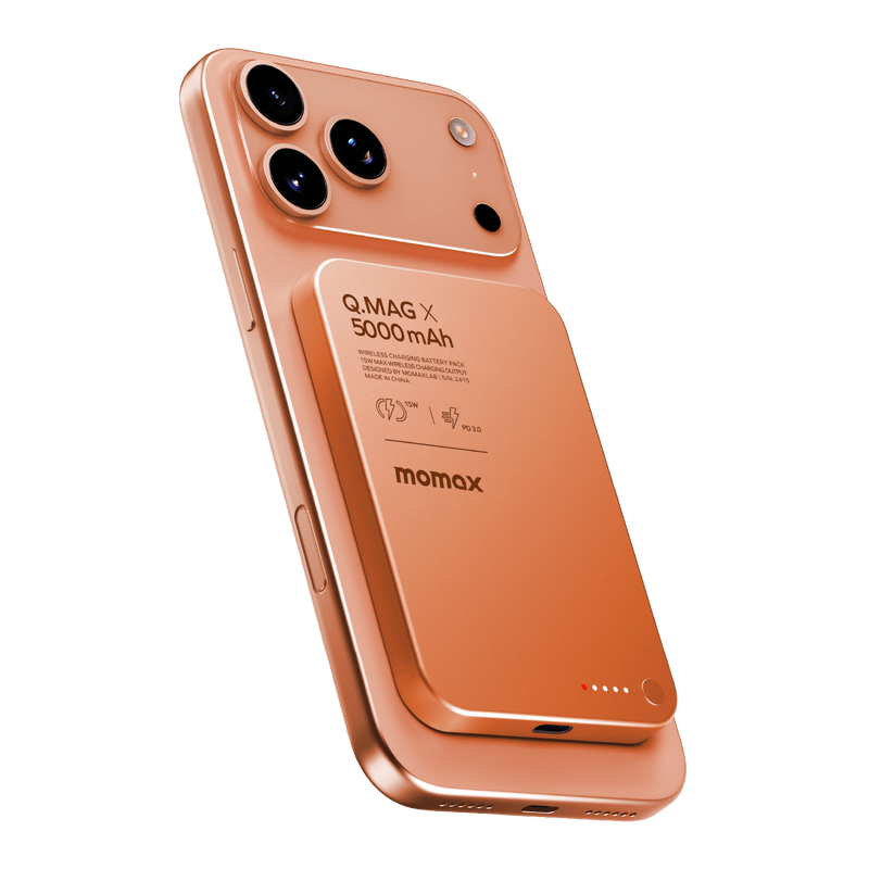 Momax Q.Mag X 5000mAh Wireless Power Bank (Orange) - IP116AM Power Banks