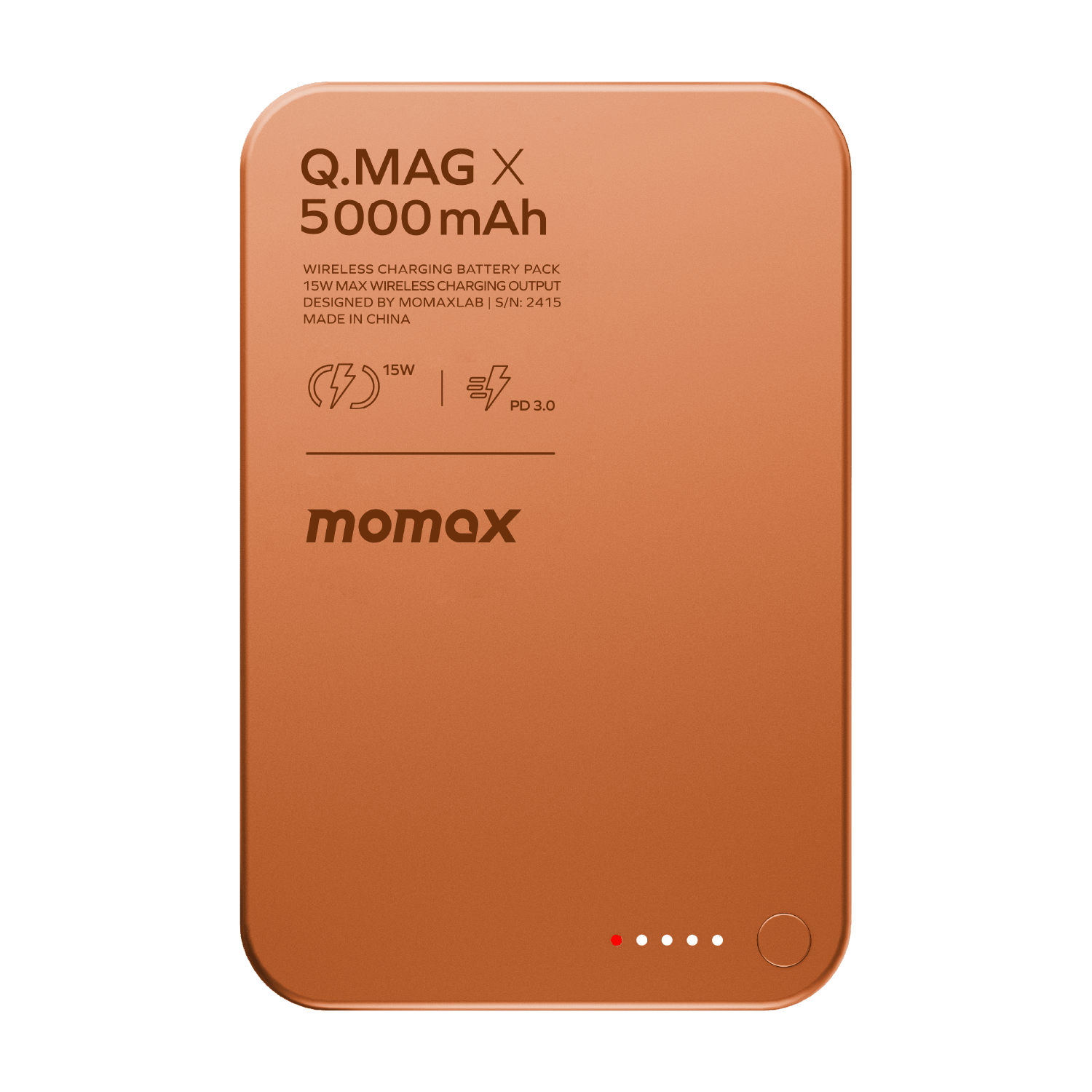 Momax Q.Mag X 5000mAh Wireless Power Bank (Orange) - IP116AM Power Banks