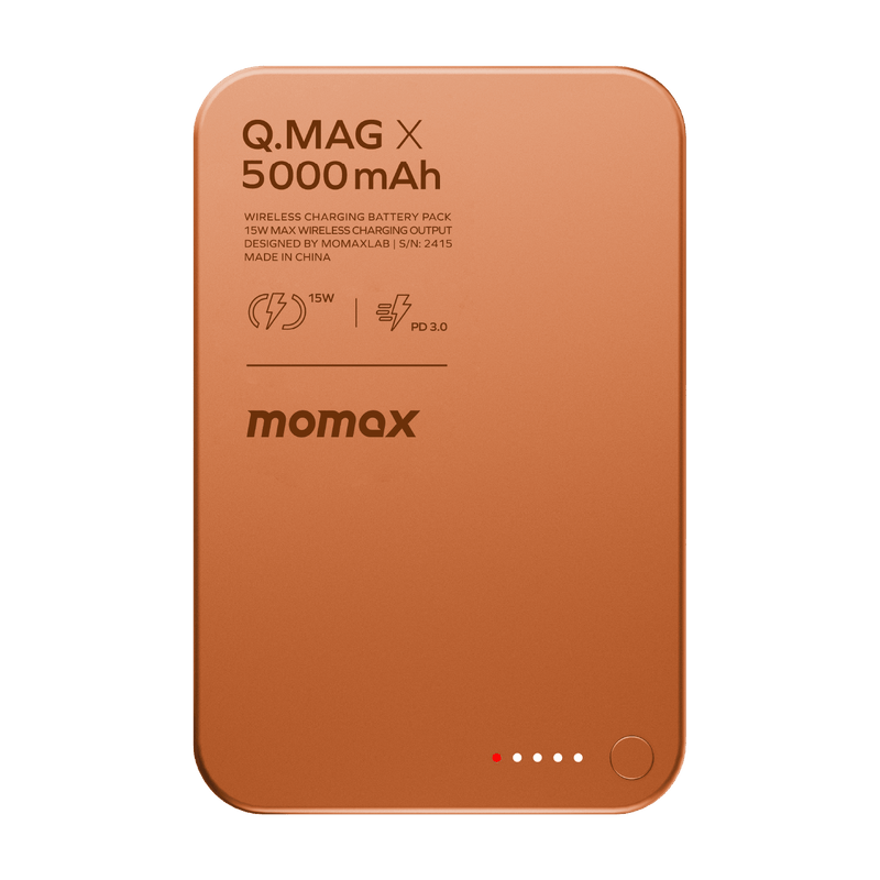 Momax Q.Mag X 5000mAh Wireless Power Bank (Orange) - IP116AM Power Banks