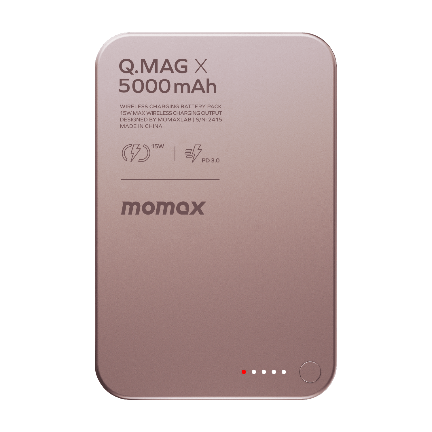 Momax Q.Mag X 5000mAh Wireless Power Bank (Pink) - IP116AP Power Banks