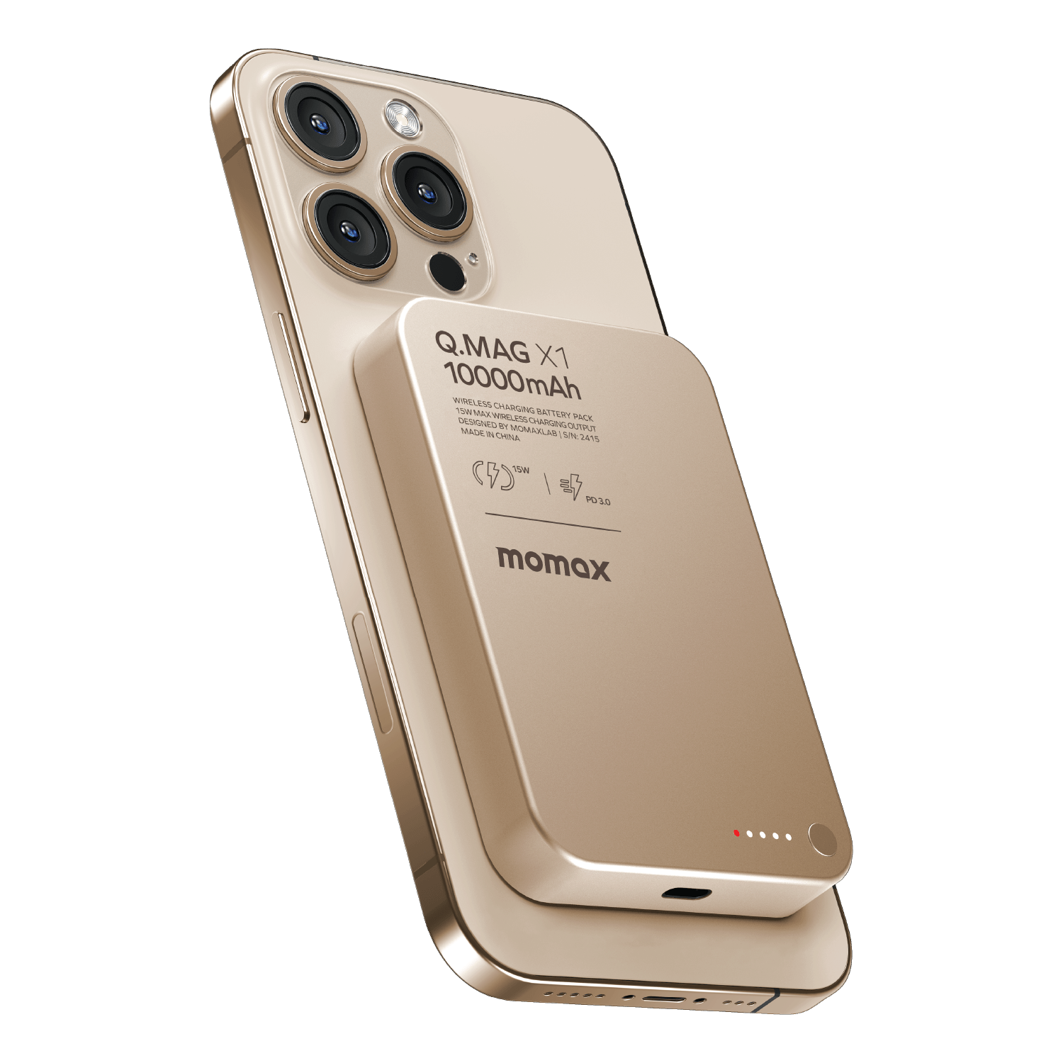 Momax Q.Mag X1 10000mAh Wireless Power Bank (Desert Titanium) - IP117AL2 Power Banks