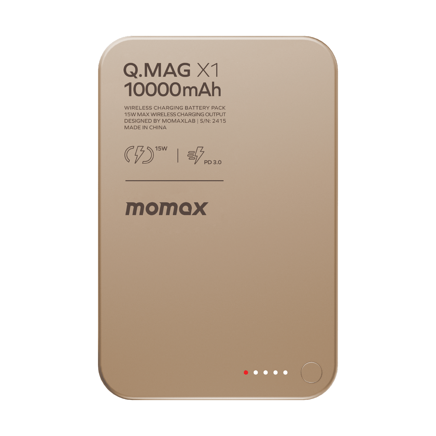 Momax Q.Mag X1 10000mAh Wireless Power Bank (Desert Titanium) - IP117AL2 Power Banks