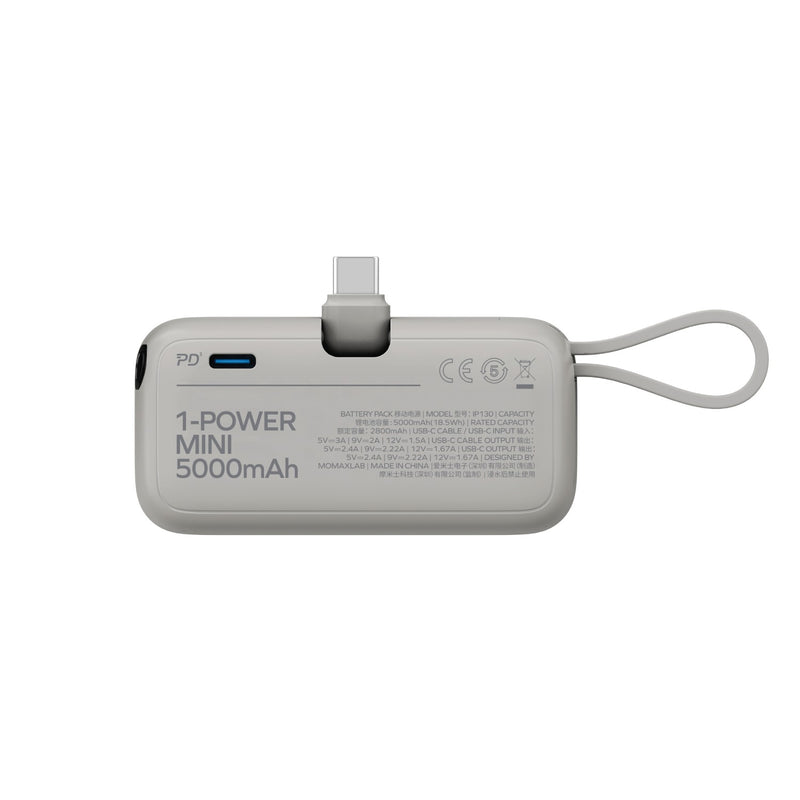 Momax 1-Power Mini 3-in-1 Power Bank 5000mAh USB-C (White) - IP130W Power Banks