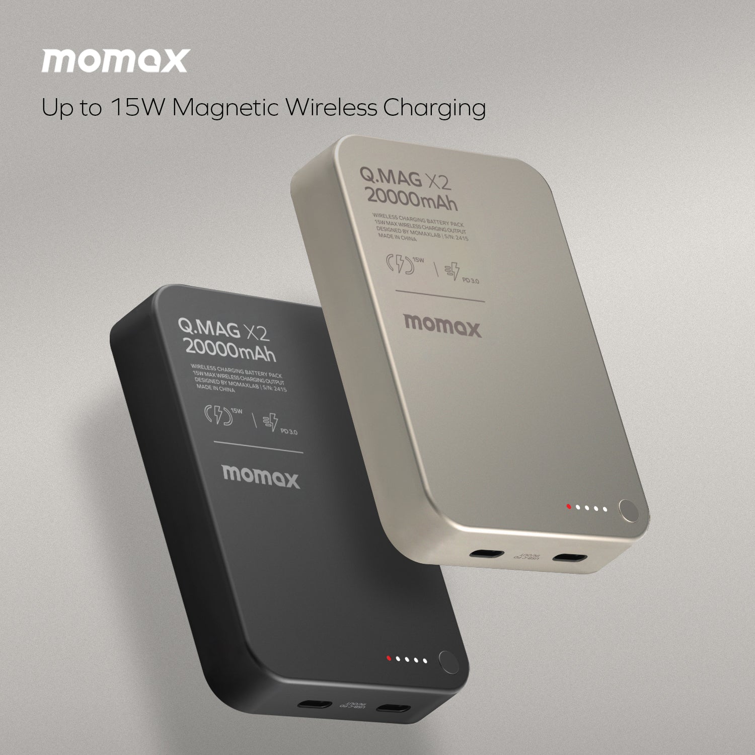 Momax Q.Mag X2 35W 20000mAh Wireless Power Bank (Desert Titanium) - IP133L2 Power Banks