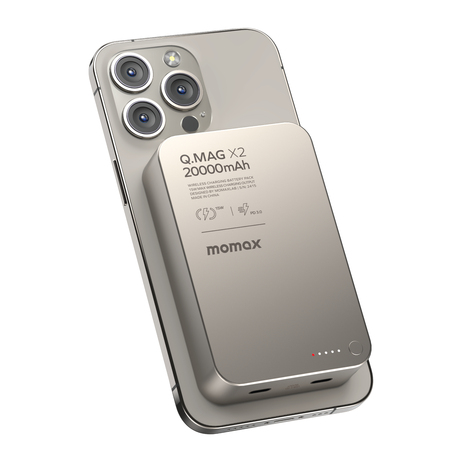 Momax Q.Mag X2 35W 20000mAh Wireless Battery Pack Titanium
