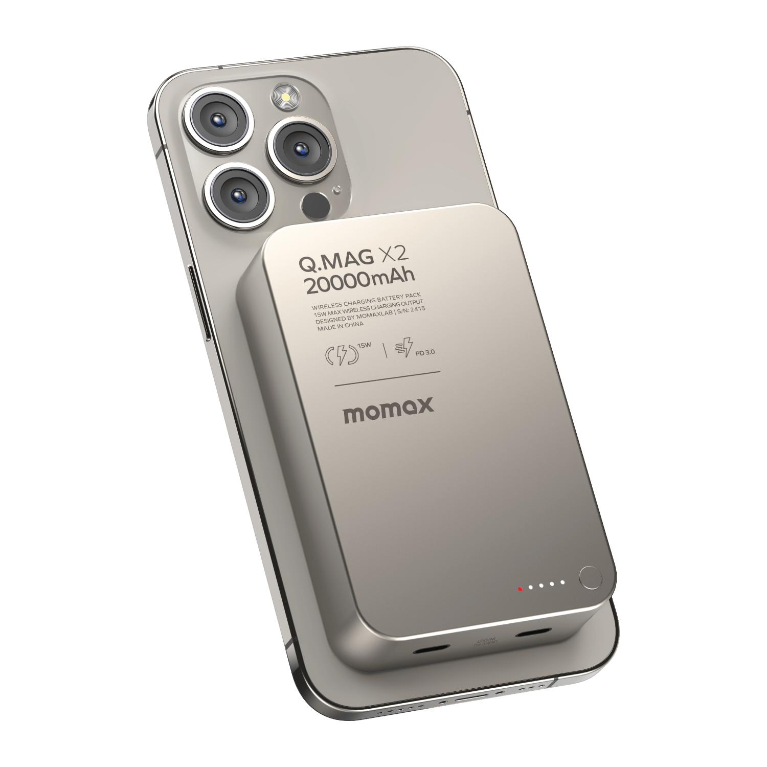 Momax Q.Mag X2 35W 20000mAh Wireless Power Bank (Titanium) - IP133E Power Banks