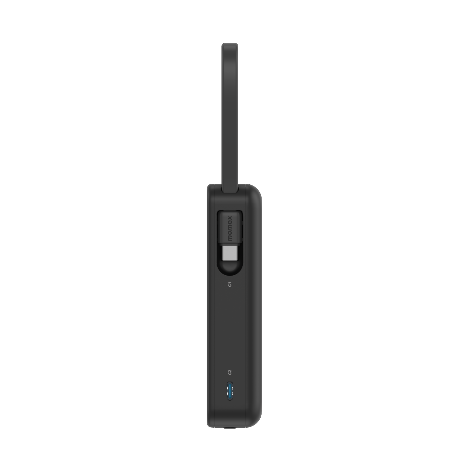 Momax 1-Power Vital+ 10000mAh Battery Pack with Dual Built-in USB-C Cable (Black)