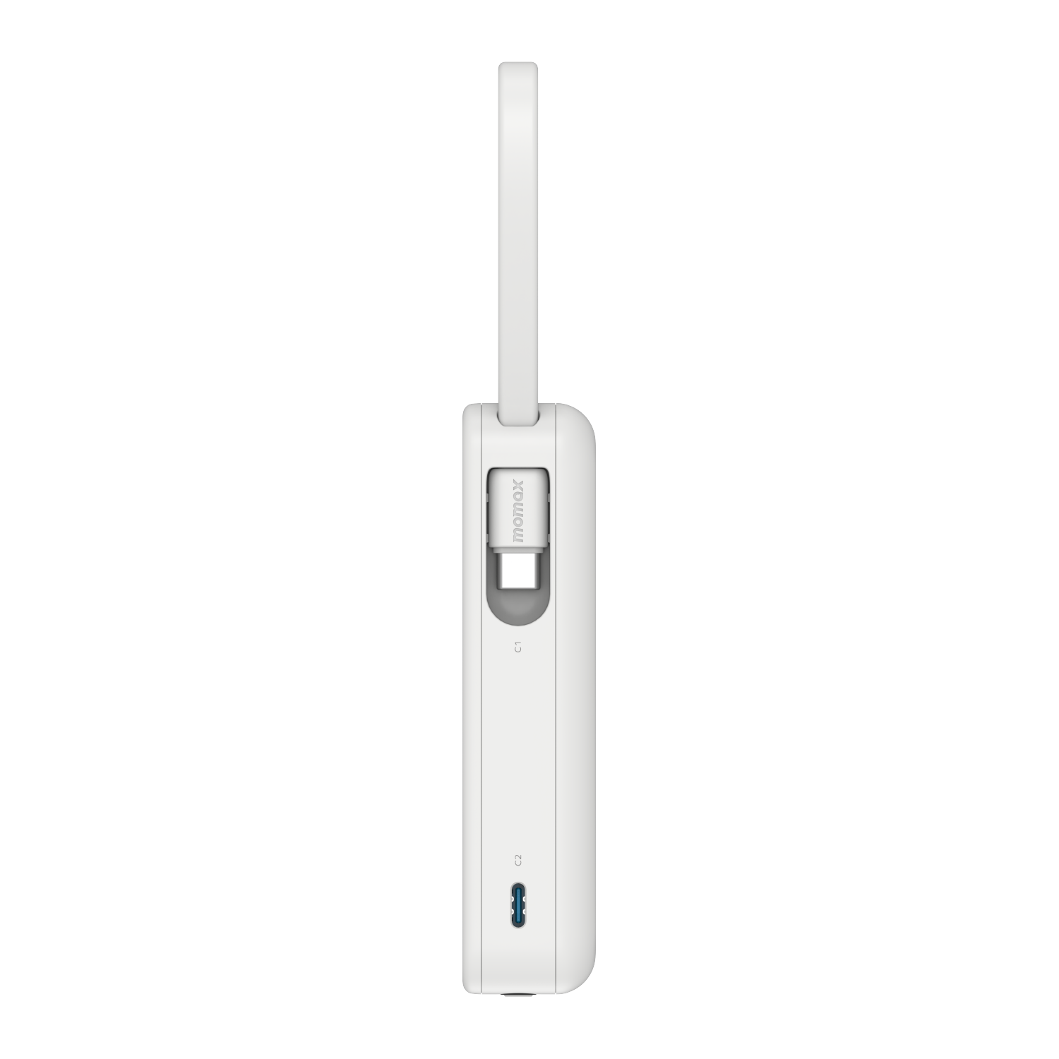 Momax 1-Power Vital+ 10000mAh Battery Pack with Dual Built-in USB-C Cable (White)