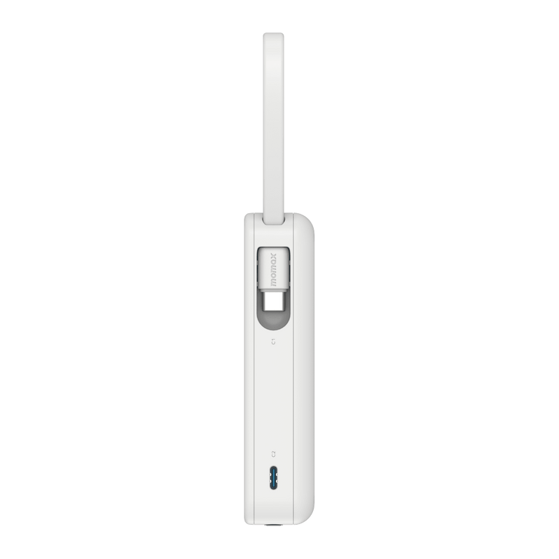 Momax 1-Power Vital+ 10000mAh Power Bank with Dual Built-in USB-C Cable (White) - IP138W Power Banks