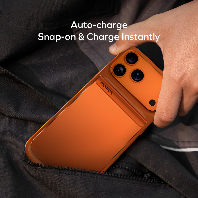 Momax 1-Power S.Pass 5000mAh Qi2 Magnetic Wireless Power Bank (Orange) - IP161Q2M Power Banks
