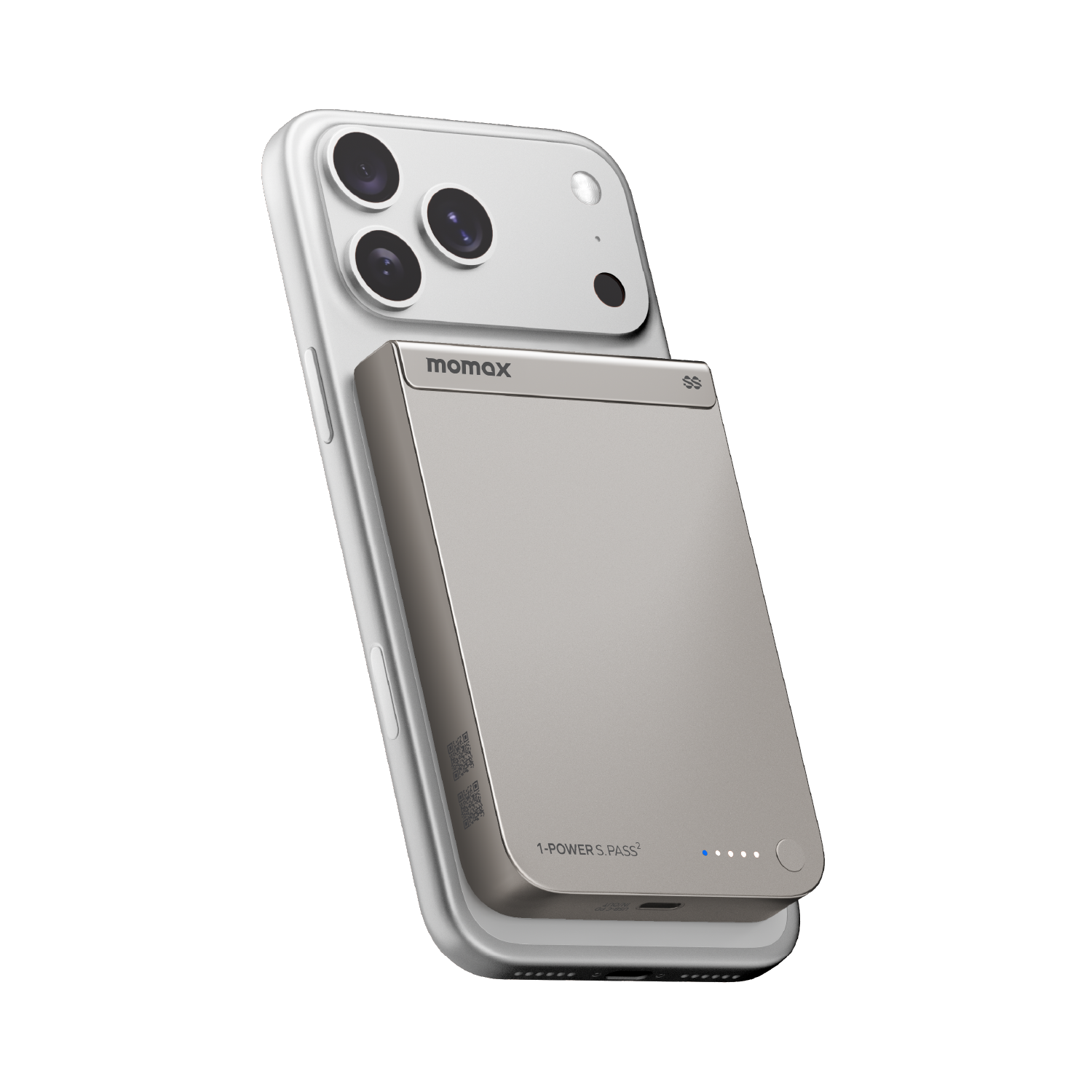 Momax 1-Power S.Pass 2 10000mAh Semi-SSB Qi2.2 Magnetic Power Bank Titanium