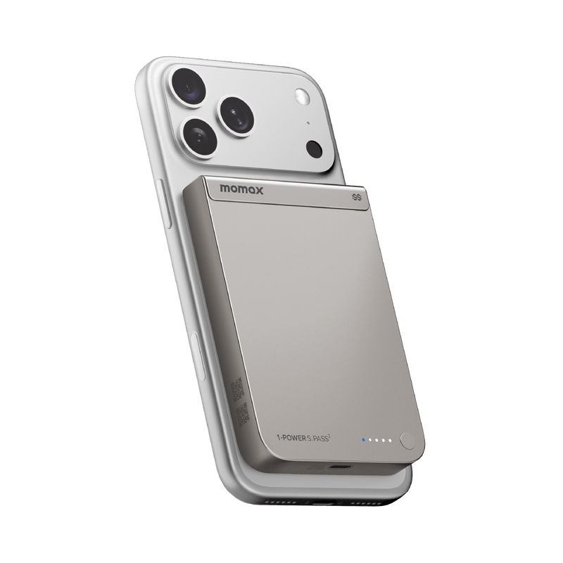 Momax 1-Power S.Pass 2 10000mAh Semi-SSB Qi2.2 Magnetic Power Bank (Titanium) - IP163Q22L Power Banks
