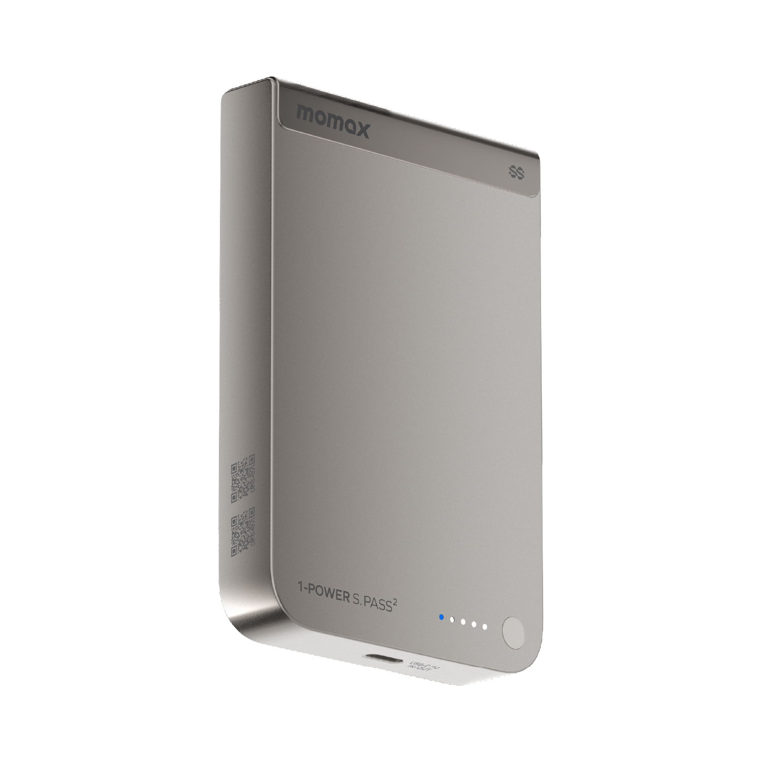 Momax 1-Power S.Pass 2 10000mAh Semi-SSB Qi2.2 Magnetic Power Bank Titanium