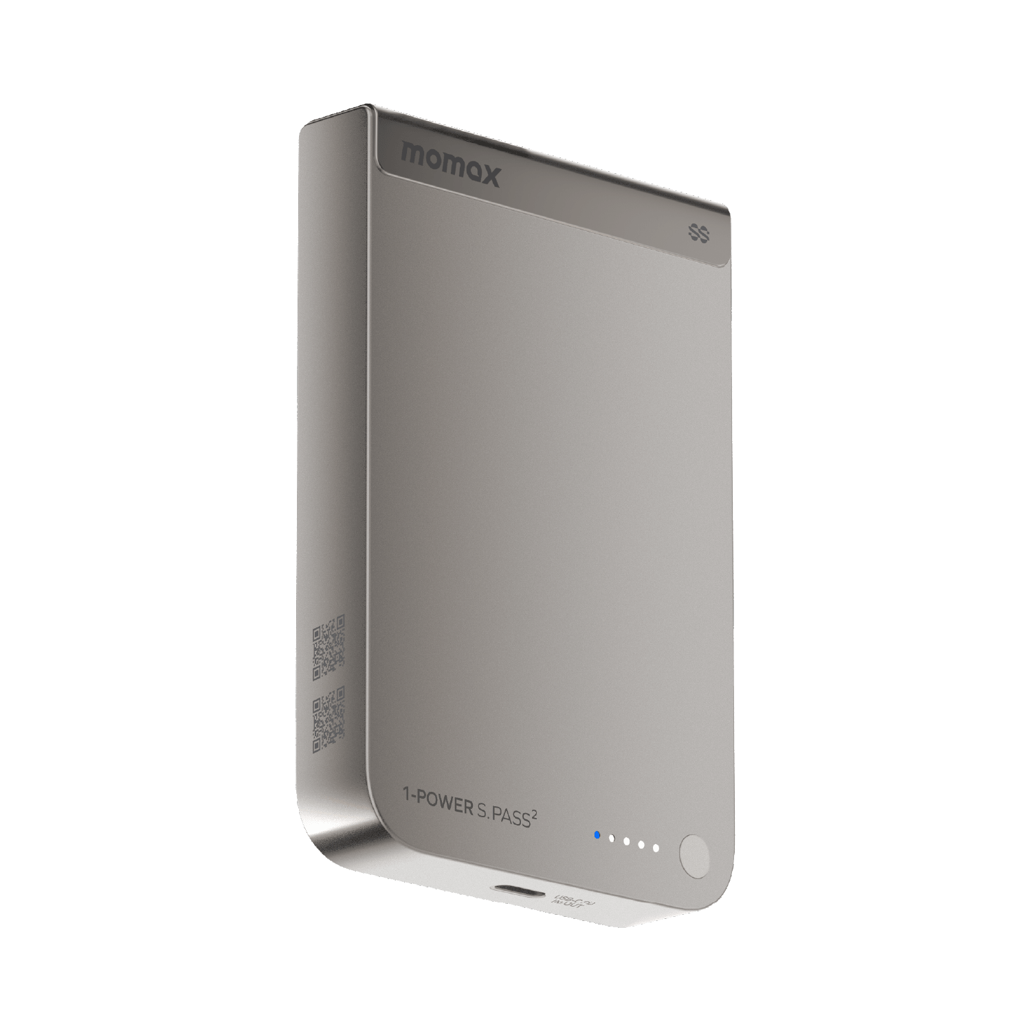 Momax 1-Power S.Pass 2 10000mAh Semi-SSB Qi2.2 Magnetic Power Bank (Titanium) - IP163Q22L Power Banks