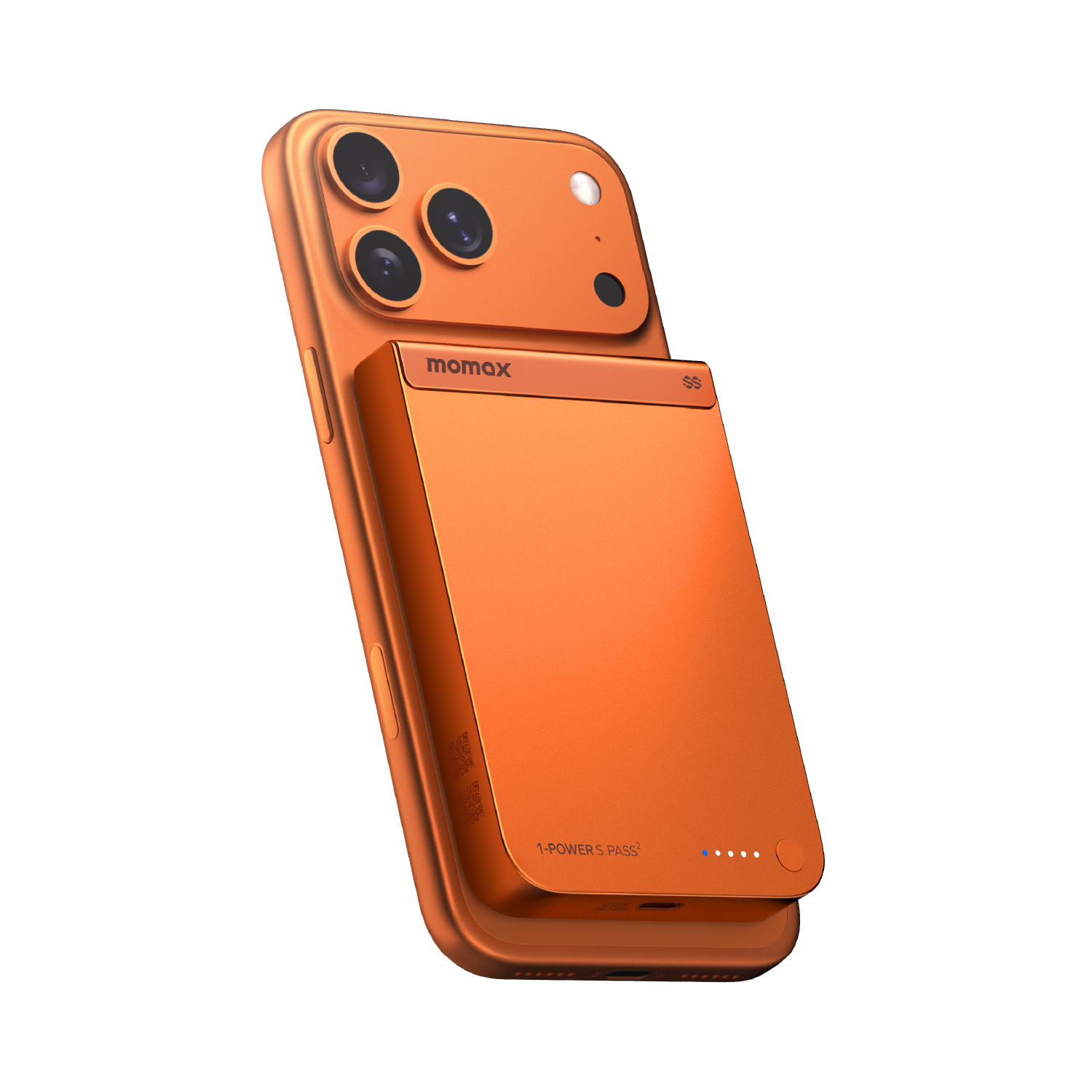 Momax 1-Power S.Pass 2 10000mAh Semi-SSB Qi2.2 Magnetic Power Bank Orange