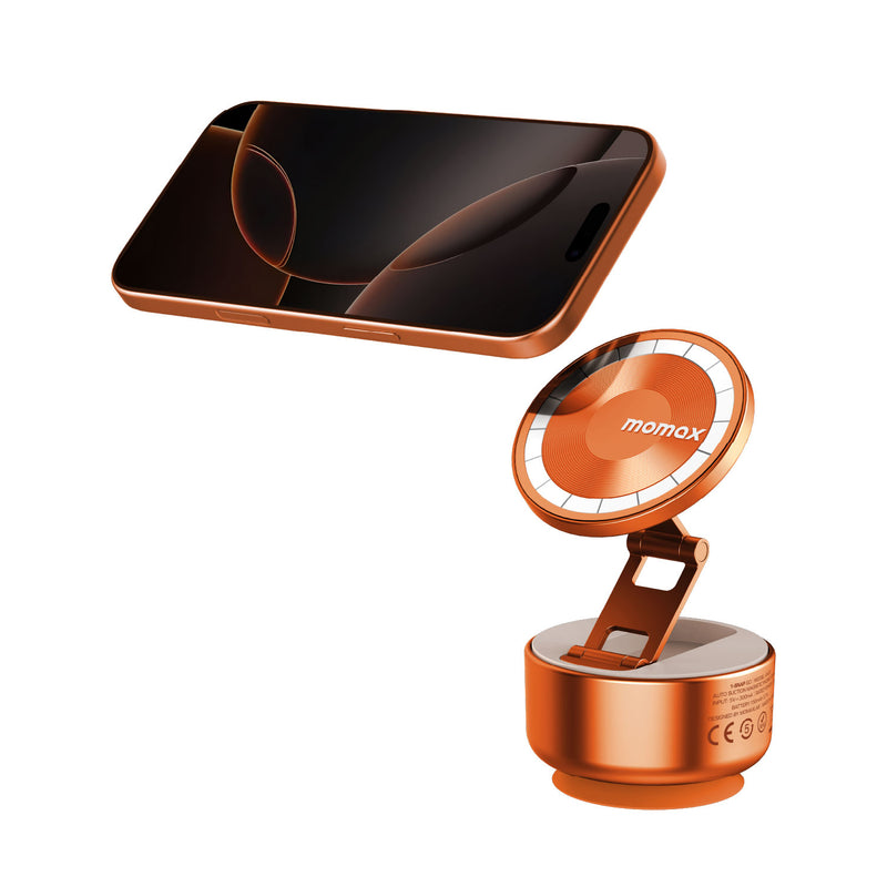 Momax 1-SNAP GO Auto Suction Magnetic Phone Stand (Orange) - KH20M Mobile Phone Stands