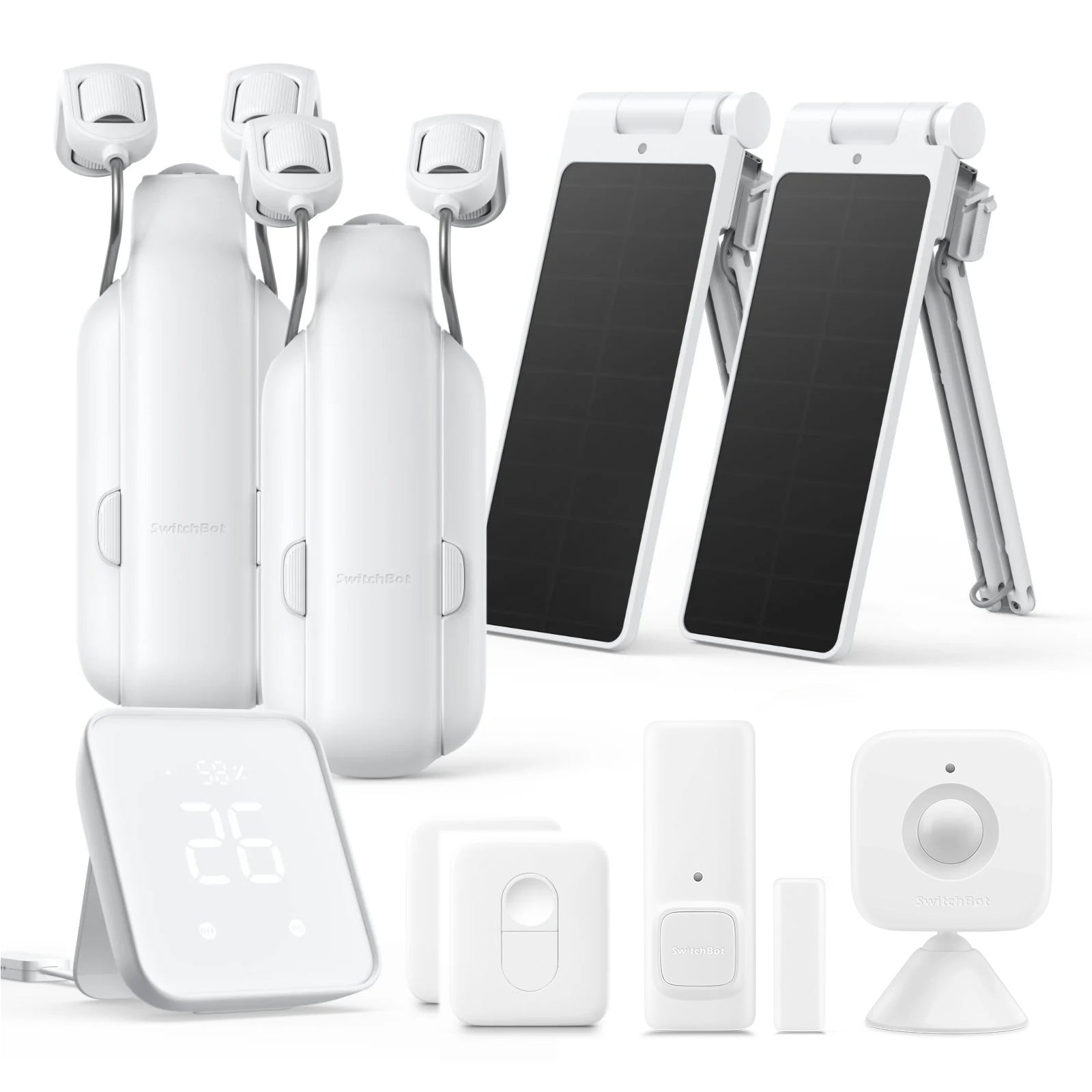 SwitchBot Curtain 3 Smart Home Ultimate Kit (2x Curtain Rod + 1x Hub 2 + 2x Sensors + 2x Remotes + 2x Solar Panels) - CGSB3UK2 Smart Switches