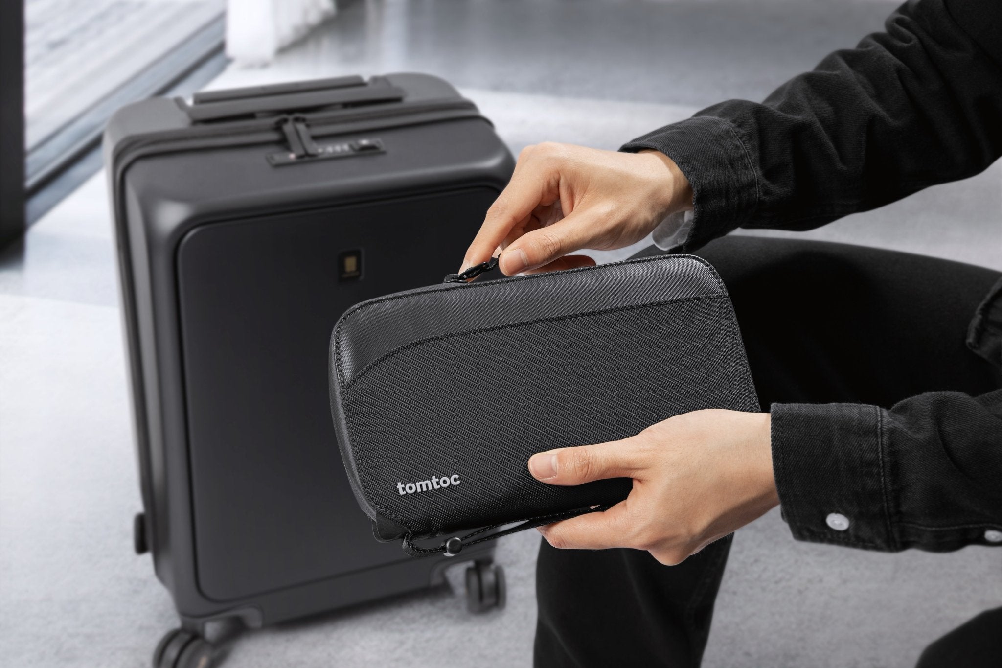 tomtoc Navigator Passport Bag Small - Black - T03M1D1 Travel Wallets