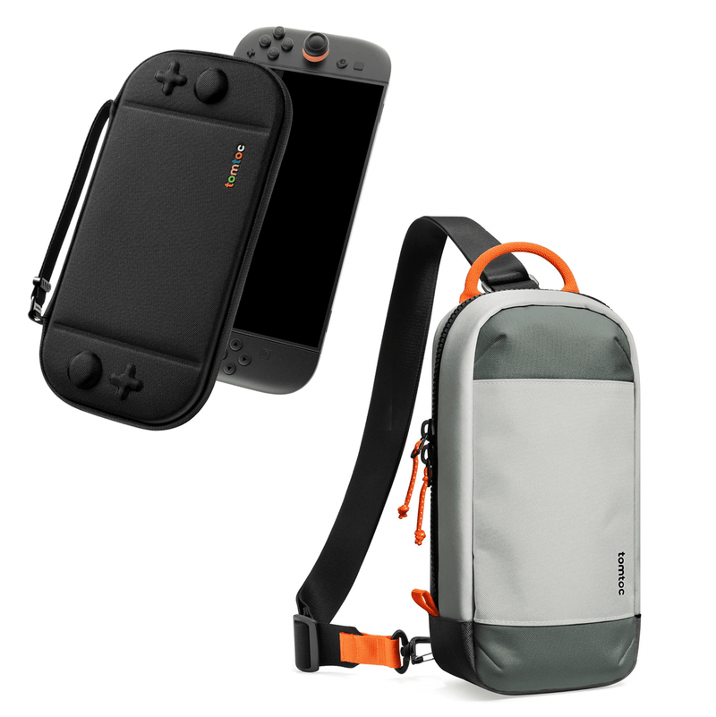 tomtoc Nintendo Switch 2 Game and Go Travel Bag and Case Bundle (Grey/Black) - CGTT2GG2 Games